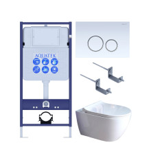 Комплект инсталляции 4 в 1 Aquatek Поларис (рама Standard, унитаз AQ0700-01, сиденье soft-close, панель KDI-0000015) ПОЛАРИС-01-015