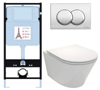 Унитаз с инсталляцией Jacob Delafon Rodin+ сиденье тонкое микролифт клавиша хром E21750RU-CP