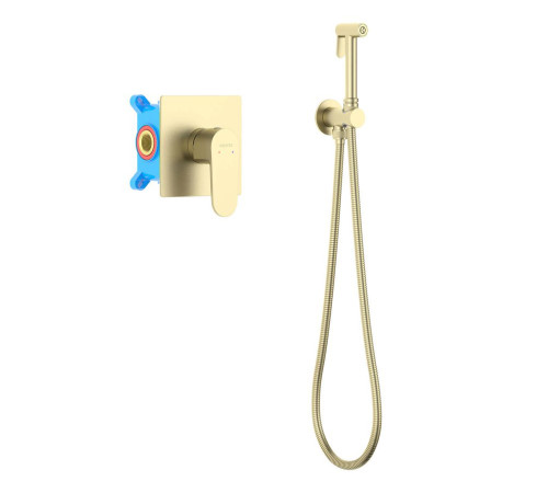Набор с гигиеническим душем Aquanet Oberon со смесителем шлифованное золото AQ1219BG