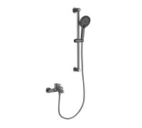 Смеситель для ванны Aquanet Лугано с душевым гарнитуром 3jet оружейная сталь AQ1748BGM