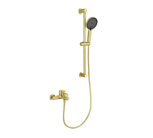 Смеситель для ванны Aquanet Лугано с душевым гарнитуром 3jet шлифованное золото AQ1748BG