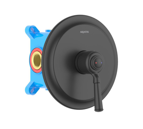 Смеситель для душа Aquanet Классик встраиваемый 1 режим (внешняя и скрытая часть) матовый черный AQ1566MB