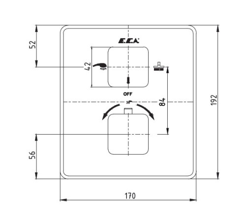 Смеситель для ванны термостатический TRES внешняя часть 2 режима 102167216EX-KDE