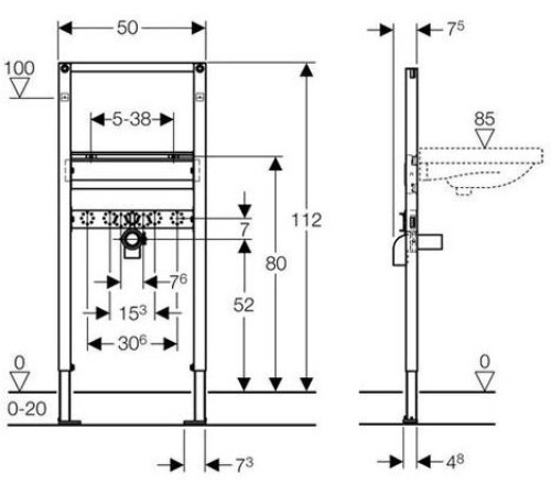 Инсталляция для раковины Geberit Duofix 112 см вертикальный смеситель 111.434.00.1