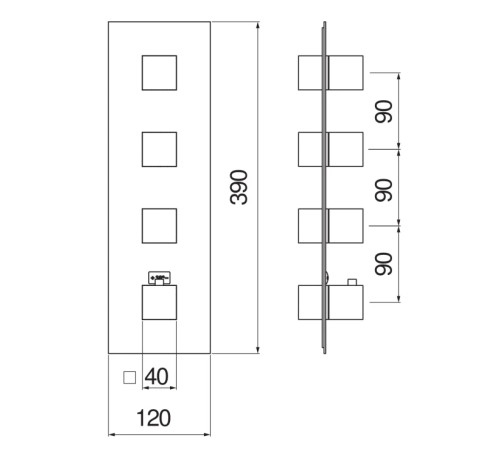 Термостатический смеситель для ванны Webert Seven 4 выхода внешняя часть WE00104/QCR