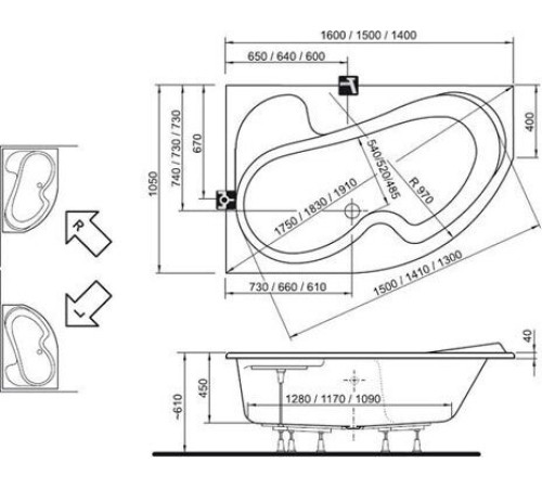 Ванна акриловая RAVAK Rosa I 140х105 см левая белая CI01000000