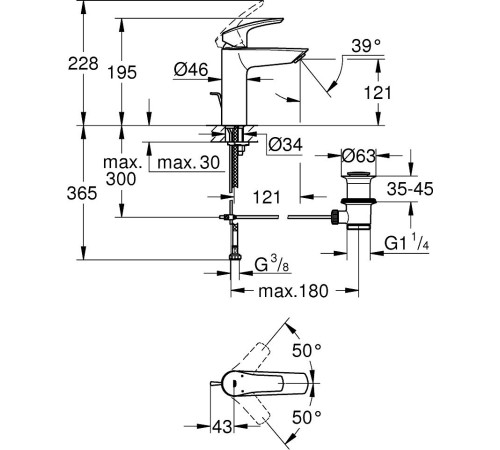 Смеситель для раковины GROHE Eurosmart M-Size хром 23322003