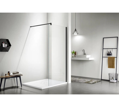 Душевая перегородка Aquanet Walk In WIW 09020BL 900x2000 мм с держателем черный профиль AQ WIW 09020BL