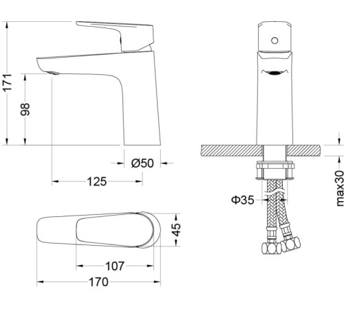 Набор смесителей AQUATEK БЕТТА Set 3 в 1 (AQ1110MB+AQ1160MB+AQ2013MB) матовый черный AQ1131MB