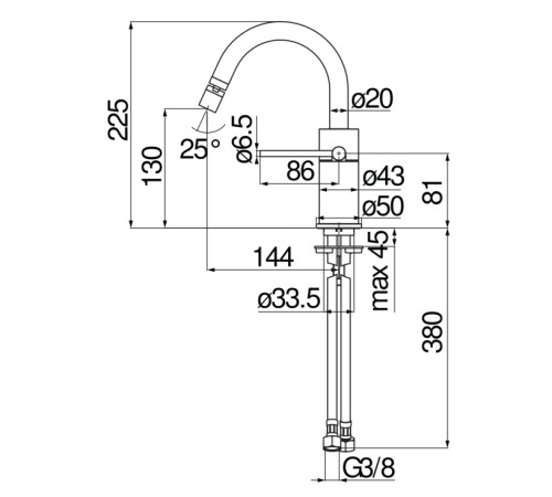 Смеситель для биде Nobili Velis без донного клапана глянцевый черный VE125139/3FLP