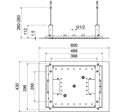Верхний душ Aquanet 600x430 мм 3 режима (внешняя и скрытая часть) хром AQ2083CR