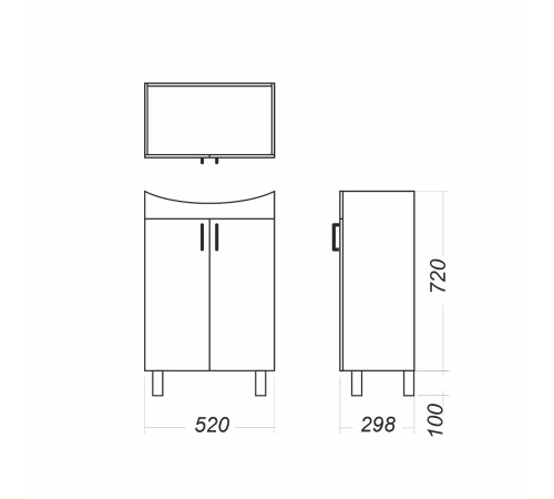 Тумба напольная Sanita Luxe Рондо 56 520х820х298 мм белая RNDSACW56013F1