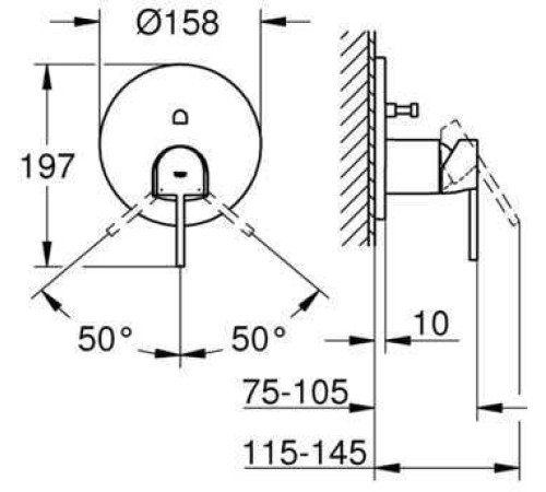 Смеситель для ванны GROHE Plus однорычажный с круглой розеткой хром 24060003