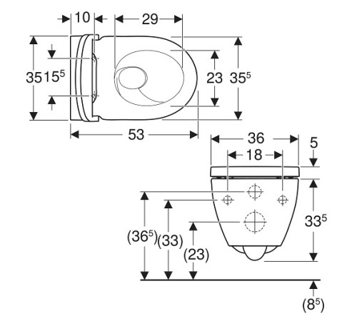 Комплект подвесного унитаза Geberit Acanto TurboFlush с сиденьем 502.718.00.1