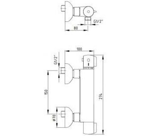 Смеситель для душа VitrA Thermostatic термостатический 102102341EX