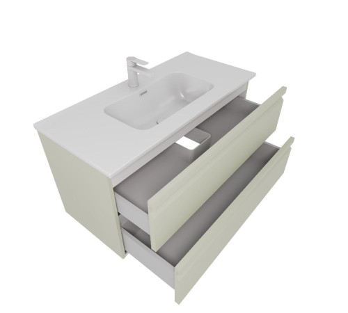 Комплект мебели для ванной AQUATON ВЕГА 100 с раковиной AQ4100-00 шалфей зеленый AQ77100-GS