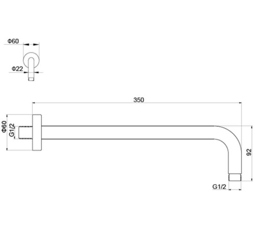 Держатель верхнего душа настенный Aquatek 350 мм матовый черный AQ2174MB