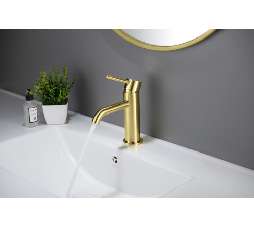 Смеситель для раковины Aquanet Европа AQ1310BG без донного клапана шлифованное золото AQ1310BG