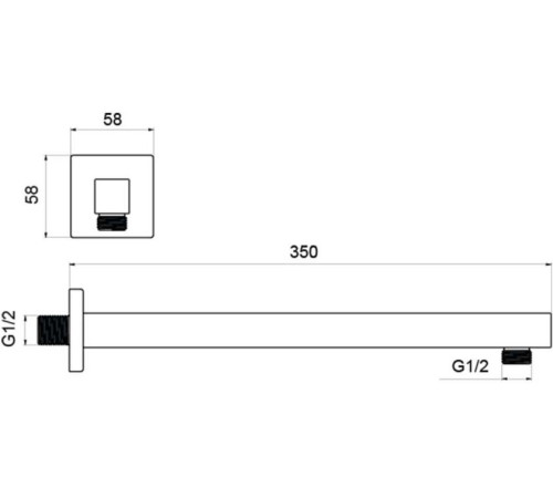 Держатель верхнего душа настенный Aquatek 350 мм хром AQ2175CR