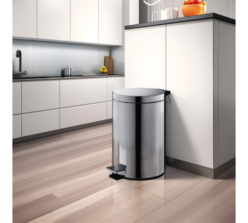 Корзина для мусора с педалью Aquatek 8 л полированный хром AQ4992CR