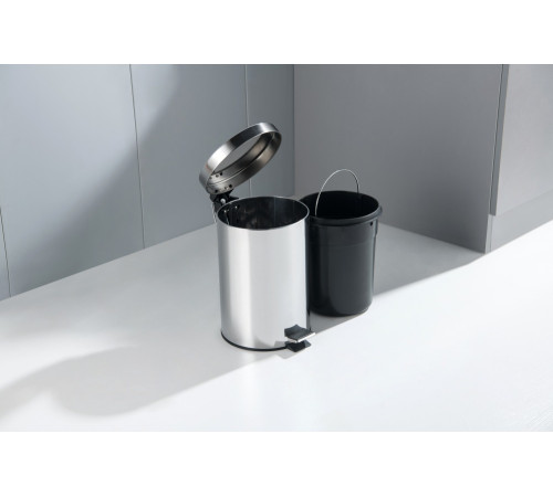 Корзина для мусора с педалью Aquatek 8 л полированный хром AQ4992CR