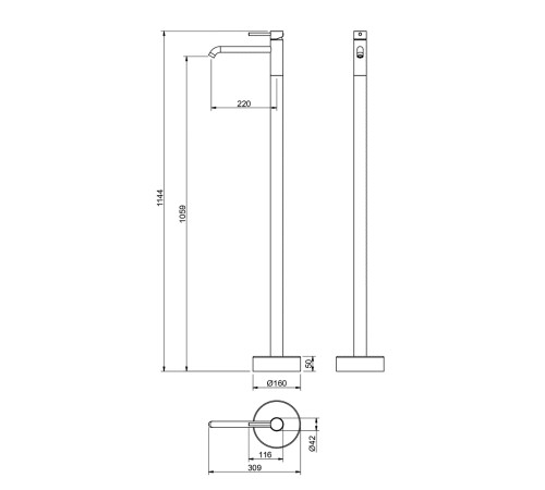 Смеситель для раковины напольный Aquanet Europa оружейная сталь AQ1309BGM