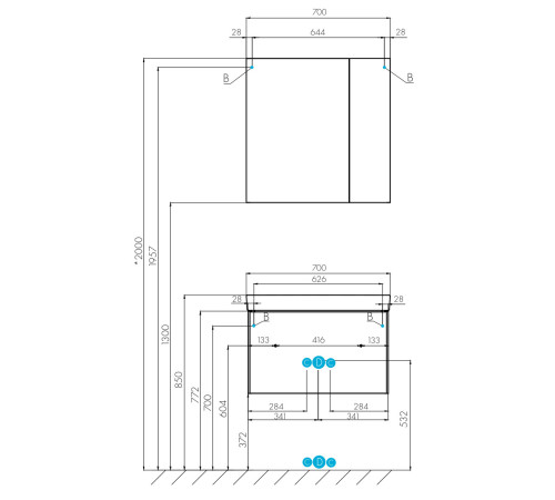 Зеркальный шкаф Aquaton Асти 70 1A263402AX010