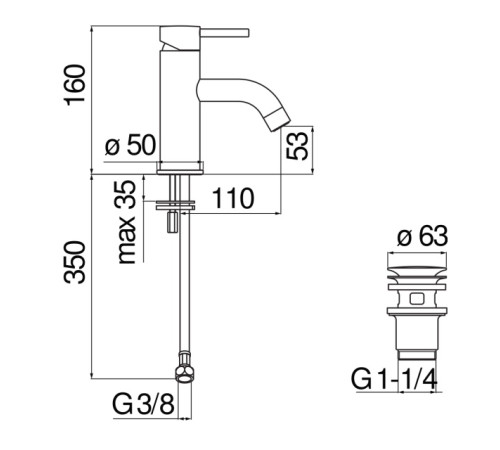 Смеситель для раковины Nobili LIVE матовый черный LV00118/2BM