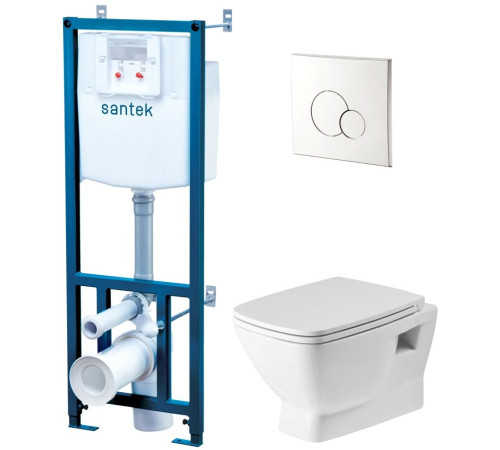 Комплект инсталляция с подвесным безободковым унитазом Santek НЕО ПЭК Rimless сиденье микролифт панель хром глянец 1.WH50.1.572