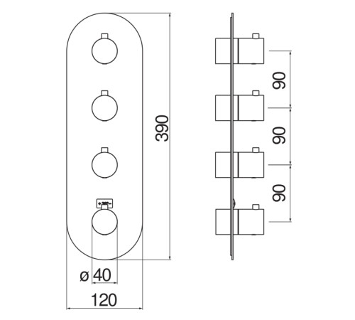 Термостатический смеситель для ванны Webert Live 4 выхода внешняя часть матовый черный WE00104/TBM