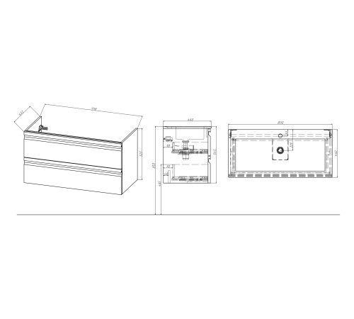 Комплект мебели для ванной AQUATON ВЕГА 100 с раковиной AQ4100-00 капучино светлый AQ77100-LC