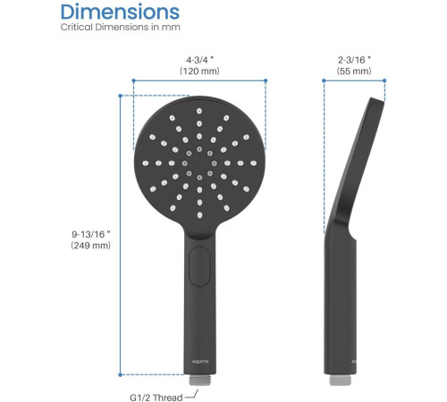 Ручной душ Aquanet Оберон Select 120 3jet матовый черный AQ2006MB