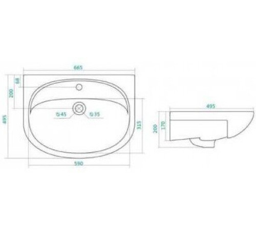 Умывальник Santek Стелла 65 см 1.WH11.0.174