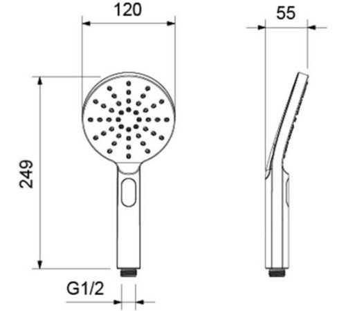 Ручной душ Aquanet Оберон Select 120 3jet матовый черный AQ2006MB