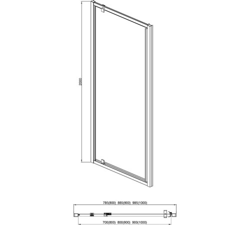 Душевая дверь Aquanet Aria распашная 900x2000 мм черный прозрачное стекло AQ ARI PI 09020BL