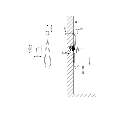 Набор с гигиеническим душем Aquanet Oberon со смесителем шлифованное золото AQ1219BG