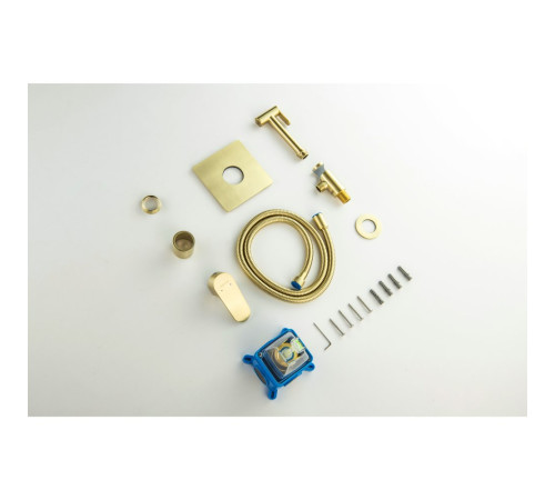 Набор с гигиеническим душем Aquanet Oberon со смесителем шлифованное золото AQ1219BG