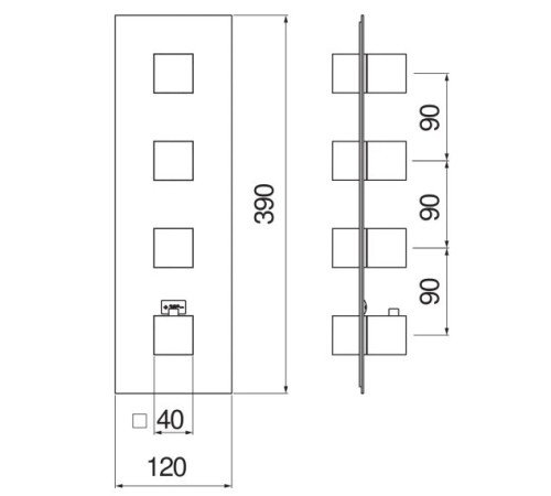 Термостатический смеситель для душа Webert Seven внешняя часть матовый черный WE00104/QBM