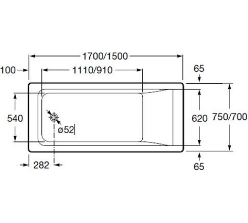 Ванна акриловая Roca Easy 170x75 см прямоугольная ZRU9302899