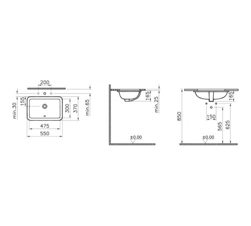 Раковина встраиваемая снизу VitrA S20 48 см белая 7475B003-0618