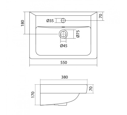 Мини-умывальник Sanita Luxe Тигода 55 см 1.WH30.2.127