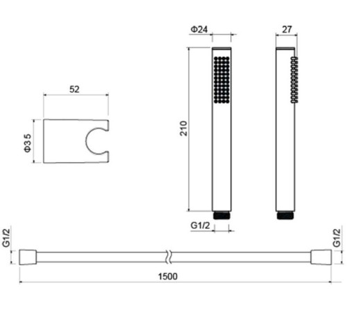 Душевой набор Aquanet Европа 1jet матовый черный AQ2034MB