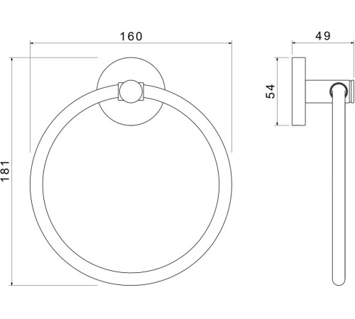 Полотенцедержатель кольцо Aquanet Европа матовый черный AQ4112MB