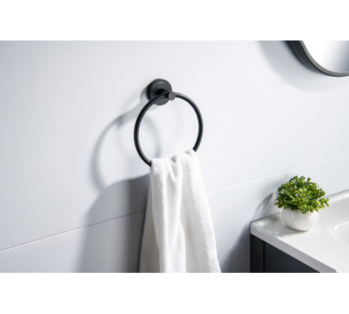 Полотенцедержатель кольцо Aquanet Европа матовый черный AQ4112MB