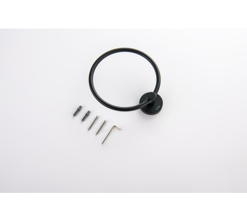 Полотенцедержатель кольцо Aquanet Европа матовый черный AQ4112MB