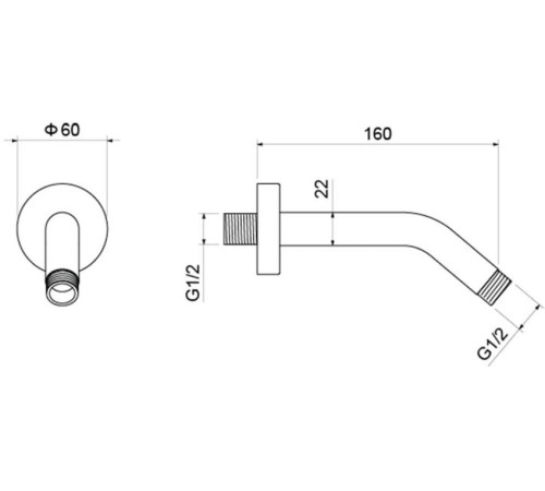 Держатель верхнего душа настенный Aquanet 160 мм матовый черный AQ2173MB