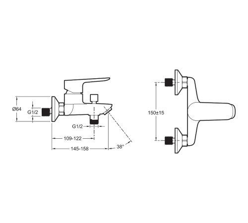 Смеситель для ванны Jacob Delafon Oscar матовый черный E29844-BL