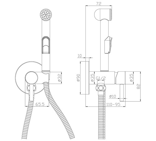 Смеситель для гигиенического душа Rossinka Silvermix X25-51 встраиваемый хром X25-51