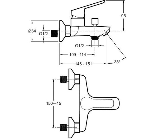 Смеситель для ванны Jacob Delafon Aime матовый черный E29871-BL