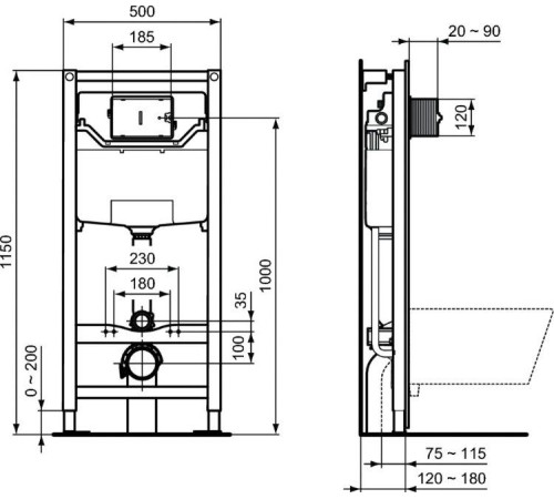 Инсталляция для унитаза Ideal Standard ProSys Frame 120 M R020467